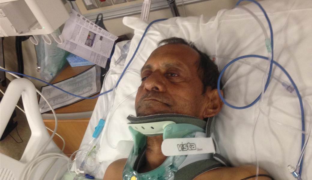 Sureshbhai Patel was set upon by Police Officer Parker after neighbors called in suspicions of a "skinny black guy" to the police emergency line, February 6, 2015.