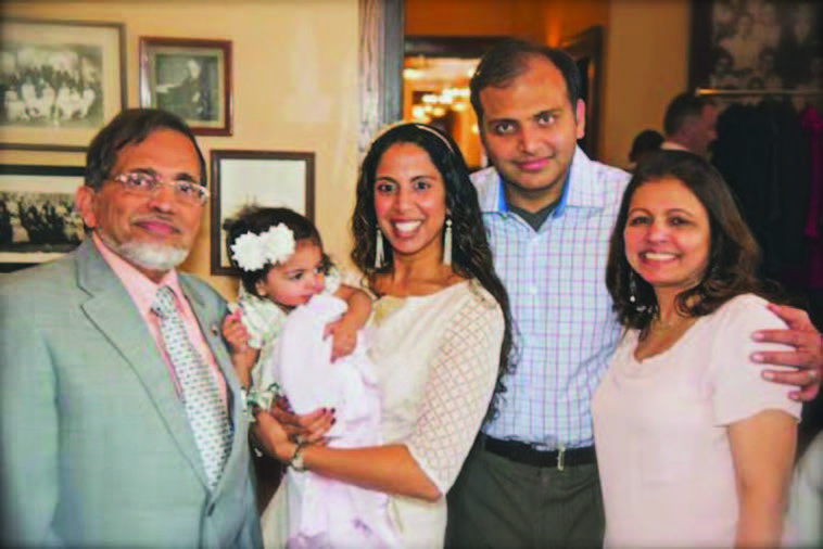 The family (From L to R): Ahmed Shakir, grand daughter Safiya, daughter in-Law Dr. Naseem, son Dr. Taaha, wife Dr. Khadija