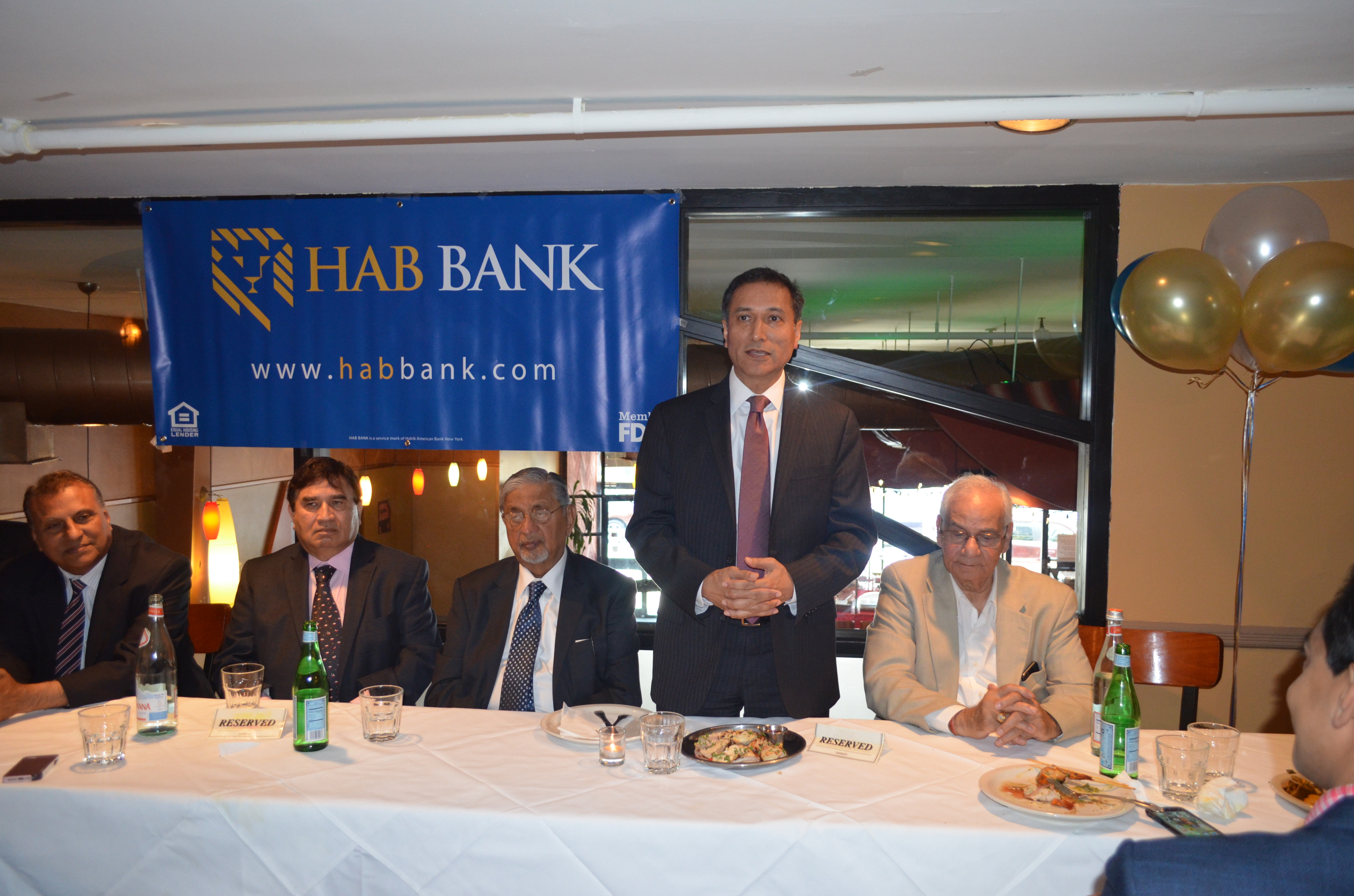Mr. Saleem Iqbal, President & CEO of HAB BANK welcomed invited guests and said the bank was " proud of successes and achievements that members of our community have been able to attain". Also seen in the picture (extreme right) is Shiv Dass, President , Jackson Heights Merchants' Association