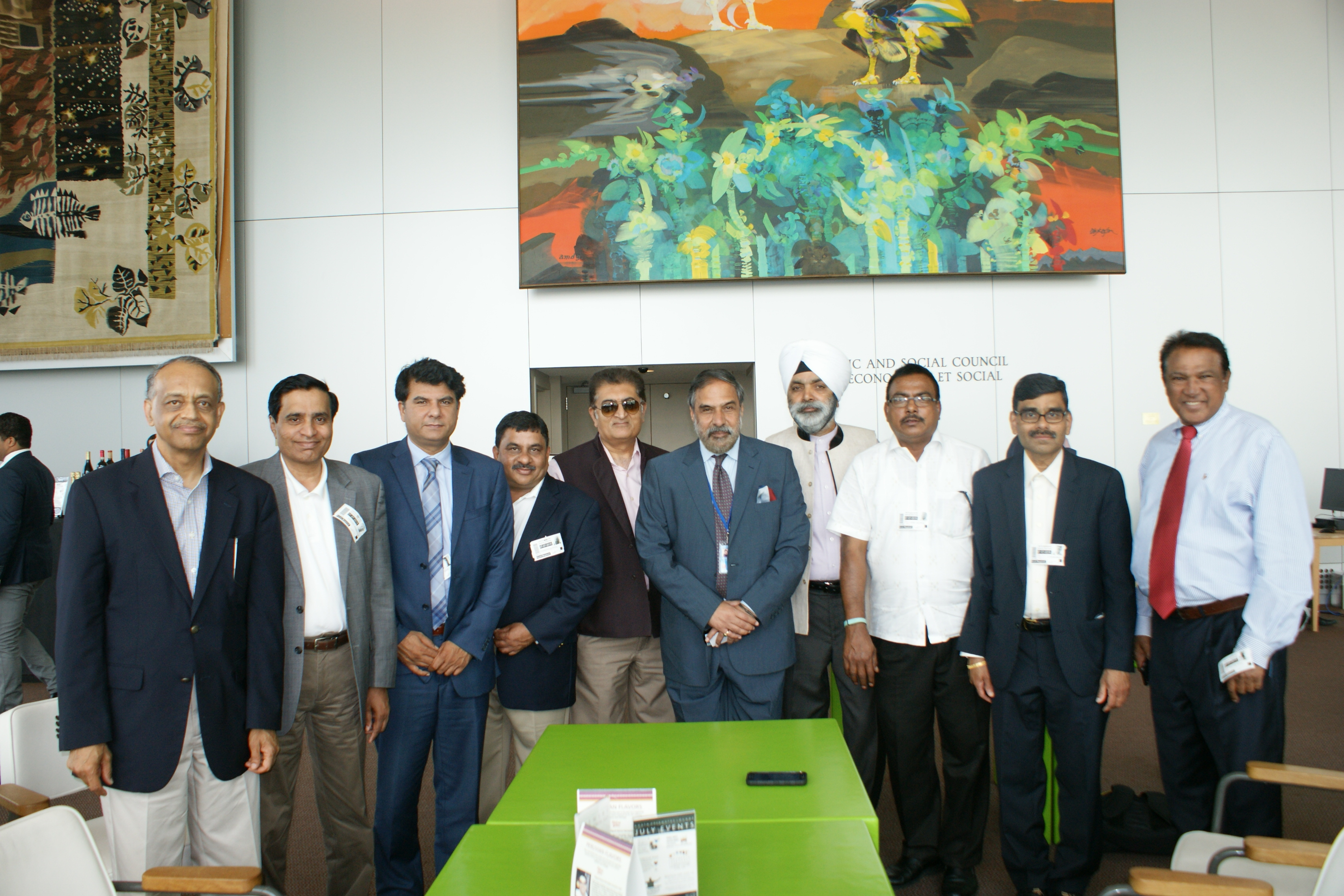 Deputy leader of Opposition in Rajya Sabha and Spokesperson for the Congress Party Anand Sharma who was in New York received a delegation of Indian National Overseas Congress (INOC) and discussed with them various issues concerning the Diaspora. Seen in the picture, from L to R: George Abraham, Chairman, Prasad Kambhampaty, EC member, Juned Qazi, President, Chandrakant Patel, Harkesh Thakur, EC member, Anand Sharma, Mohinder Singh Gilzian, Sr. Vice-President, Jose George, Treasurer, R. Jayachandran, President Kerala Chapter, Dr. Dayan Naik, President, Karnataka Chapter.