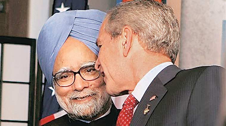 India's PM Manmohan Singh with the US President George Bush in July, 2005