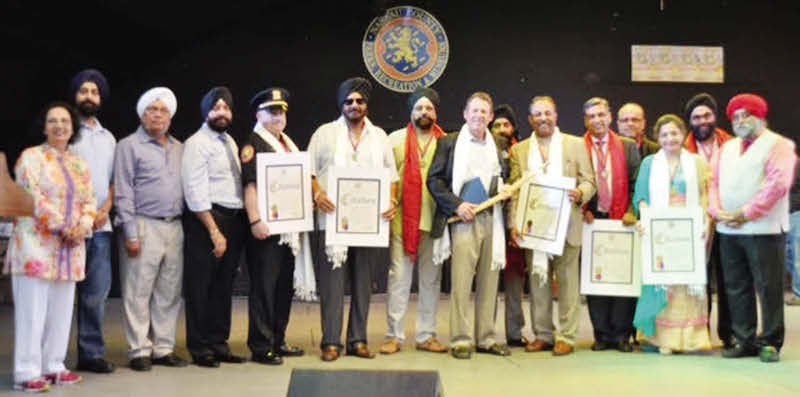 At the Punjabi American Night, 2015, September 6, 2015. Seen in the picture from L to R: Indu Jaiswal, Brijmohan Singh Nanda,Co- Chair Paramjit Singh Bedi, Varinder Pal Singh Sikka, Dy. Inspector Gary Shapiro, Dr. Rajinder Singh Uppal, Pritpal Singh Kandhari, Fran Becker, Ajit Singh, Dr. Sunil Mehra, Sunil Modi, Jasbir " Jay" Singh, Vimi Sikka, Dr. Inderpal Singh Chhabra and Chairperson Mohinder Singh Taneja