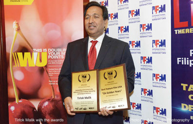 Tirlok Malik with awards for the best feature film and for his contribution to Cinema