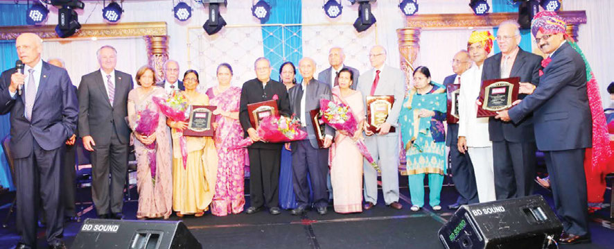 Senior Citizens honored. RANA President Naveen C Shah is seen on extreme right