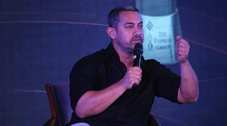 Bollywood actor Aamir Khan at Indian Express Ramnath Goenka Excellence in Journalism Awards