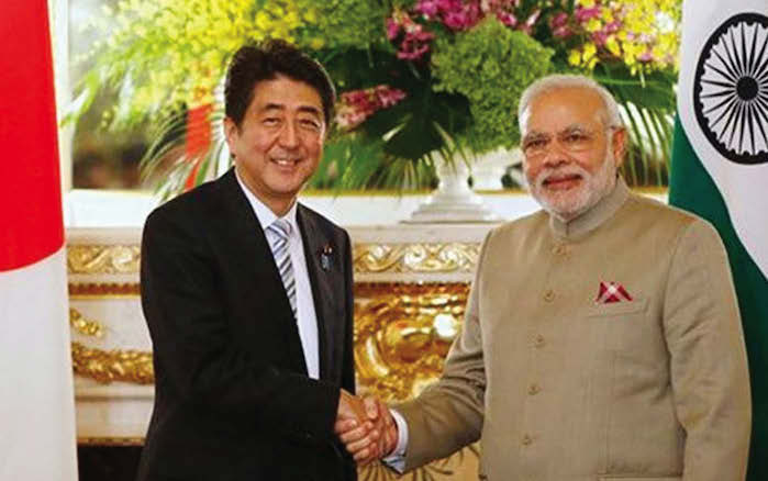 India's Prime Minister Narendra Modi (right) and Japanese Prime Minister Shinzo Abe (file photo)