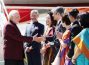 Ambassador Mukerji greets the Prime Minister of India, Narendra Modi. Seen from L to R: The then Ambassador to the US Jai Shankar, Mrs. Shankar, Ambassador Asoke Mukerji, Mrs. Mukerji, Consul General Dnyaneshwar Mulay and Mrs. Sadhna Mulay