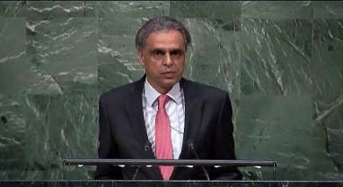 India’s Permanent Representative to the United Nations Ambassador Syed Akbaruddin makes a statement on the Secretary General's report on Preventing Violent Extremism, at the United Nations General Assembly on February 12