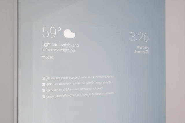 Google software engineer Max Braun has designed such a ‘smart mirror’ powered by Android which shows him time, date, current weather, a 24-hour forecast and news headlines.