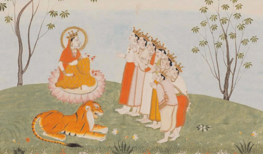 A painting of Hindu deities at the forthcoming exhibition of Hindu, Jain, and Buddhist Art from the Indian Subcontinent a Santa Barbara Museum