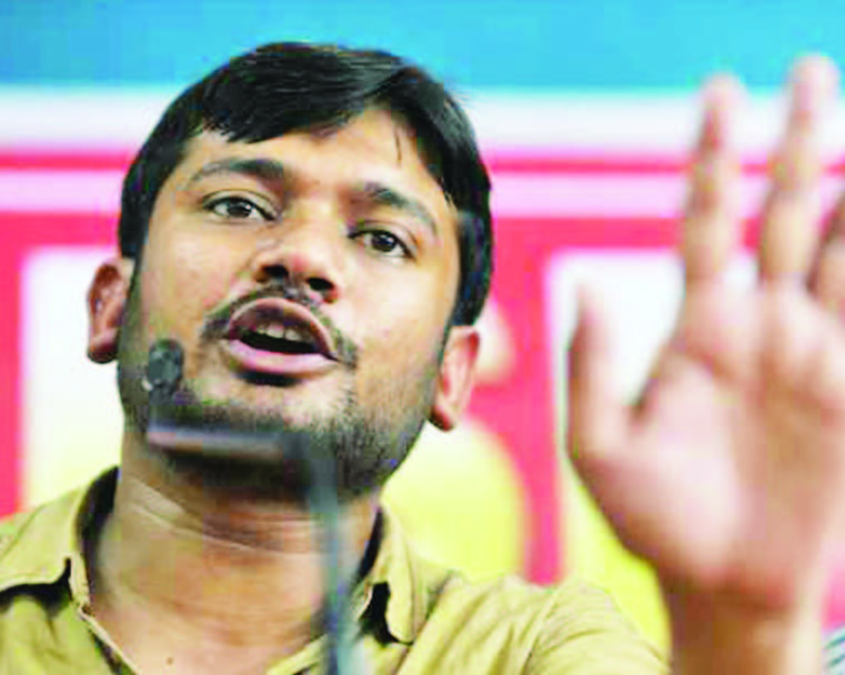 JNU students' union president Kanhaiya Kumar, who is on bail on sedition charges, addresses a press conference in Hyderabad on March 24, 2016. Photo/ PTI