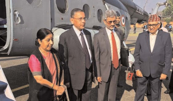 External affairs minister Sushma Swaraj left Pokharan on Friday after attending the SAARC ministerial meeting in Nepal. (ANI?Photo)