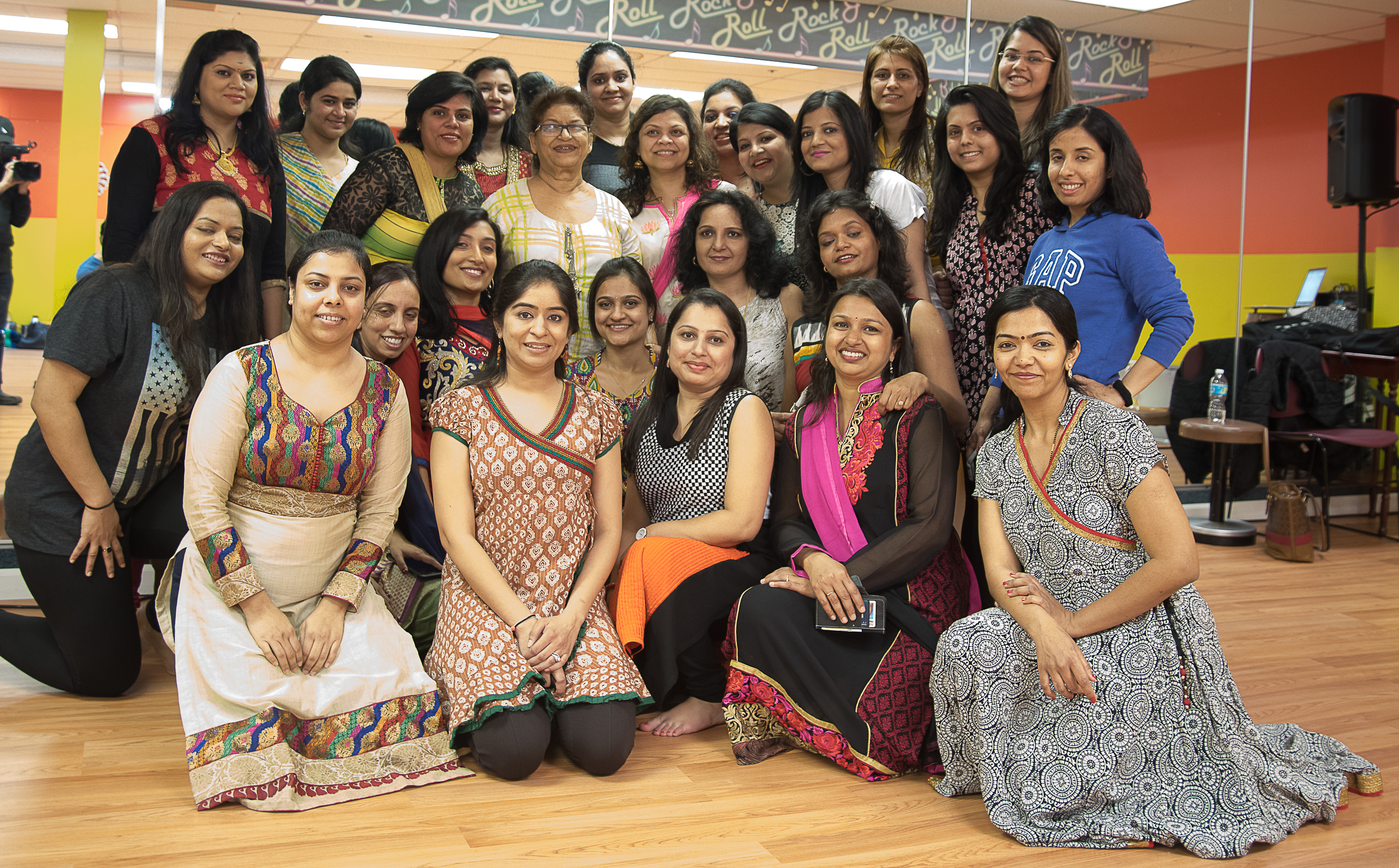 Saroj Khan with a group of dance learners