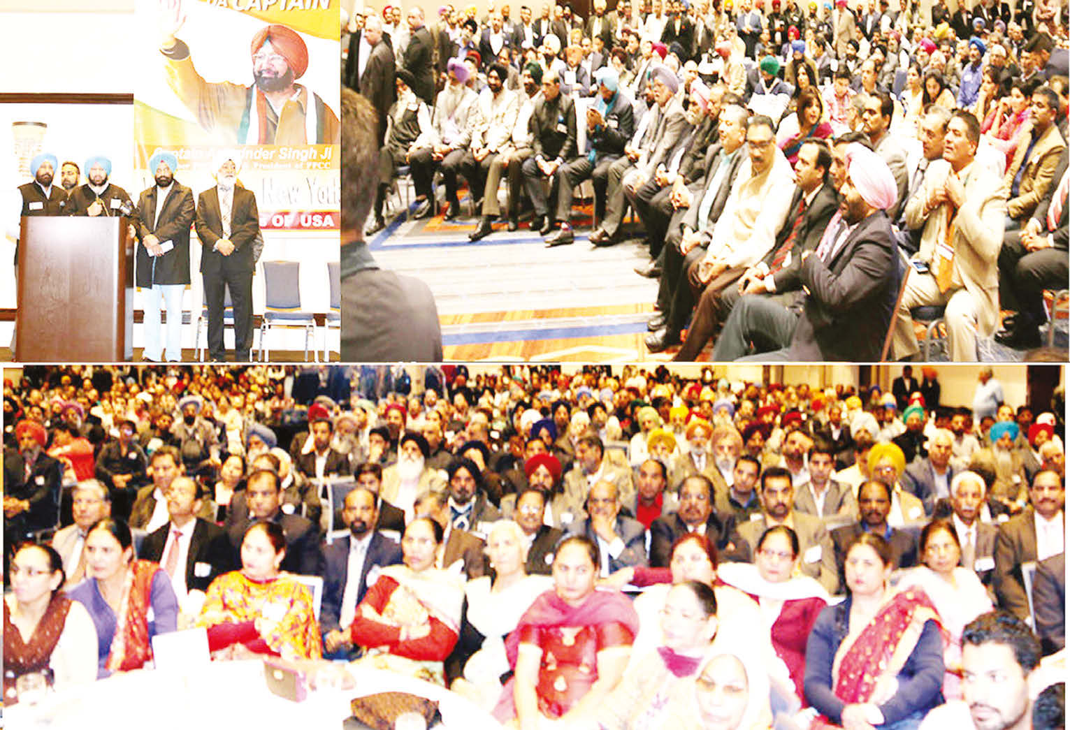 Capt. Amarinder Singh addresses the large gathering in Melville, New York.