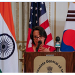 Ambassador Riva Ganguly Das welcoming the gathering