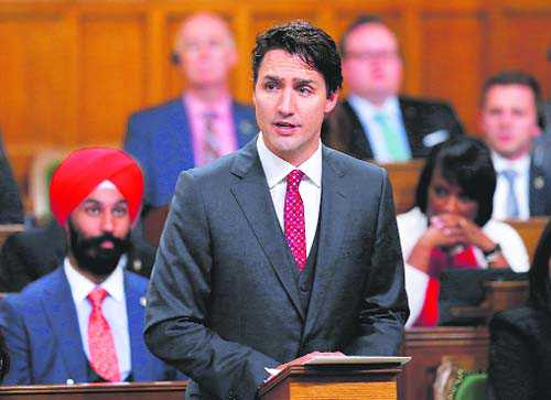 Canada’s Prime Minister Justin Trudeau delivers a formal apology for the Komagata Maru incident in the House of Commons on Parliament Hill in Ottawa, Canada, on May 18.