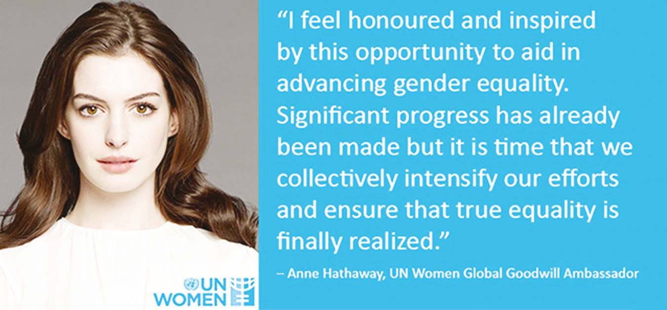 A long-standing supporter of women's and girls' rights Anne Jacqueline Hathaway,actress and singer, born in Brooklyn, New York and brought up in Millburn, New Jersey, has been named as Global Goodwill Ambassador of UN Women