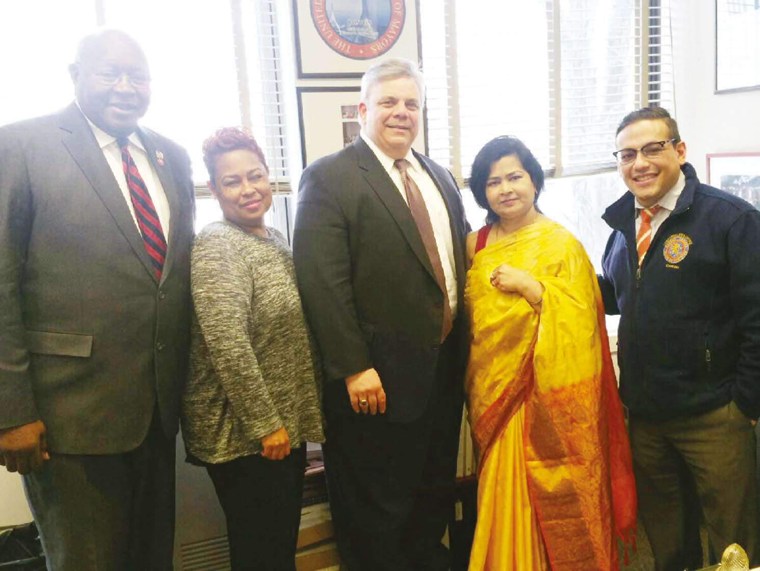 Newly Appointed MWBE Advisory Council Member Ragini Srivastava (third from left) with (L to R): Chief Deputy Comptroller James Garner, Deputy Comptroller Ray Averna, and Counsel Sergio Blanco.