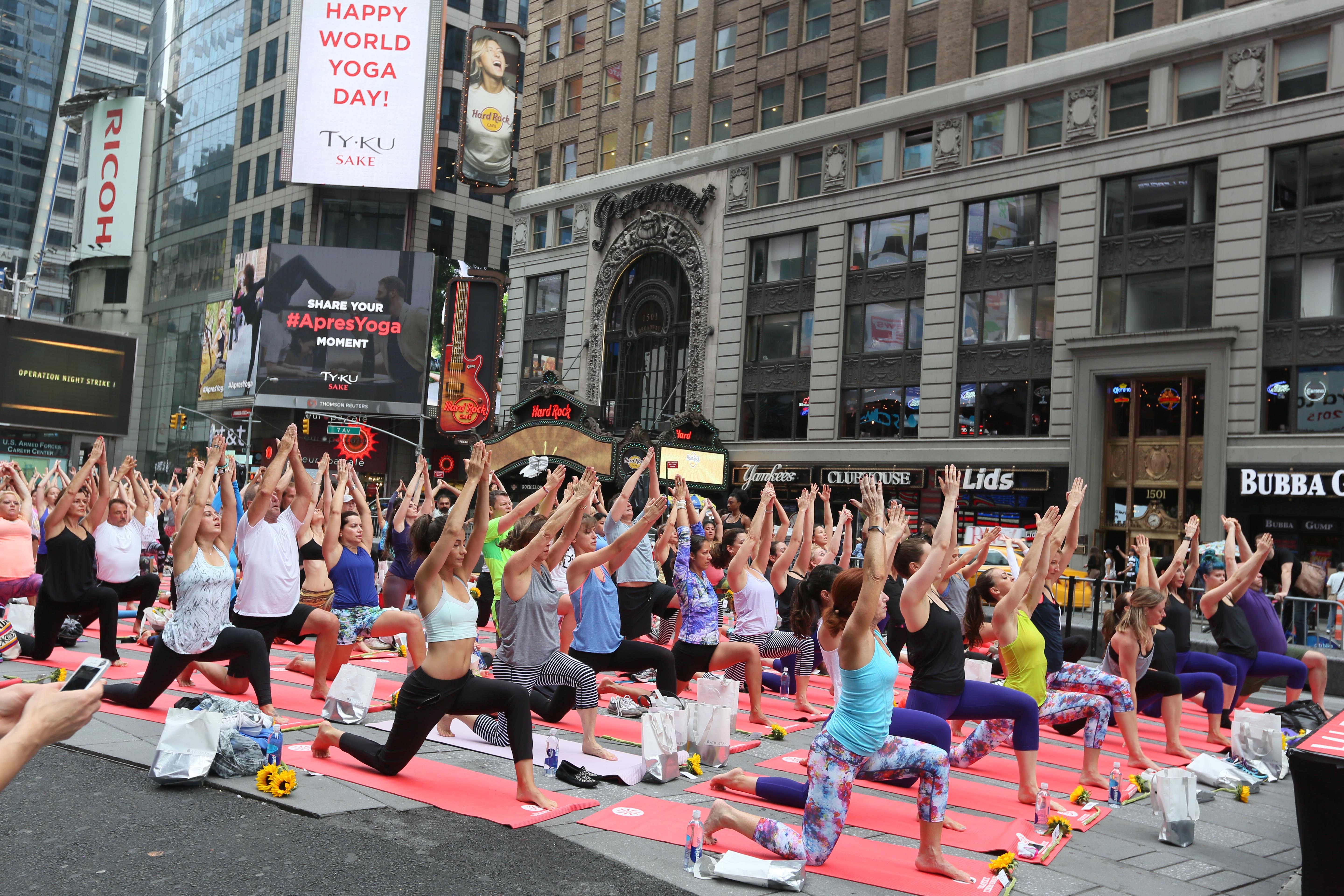 International Yoga Day at Times Square, New York, June 21, 2015. Photo /Mohammed Jaffer-SnapsIndia
