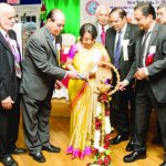 Convention Inauguration with Lighting of the Lamp. From L to R: Dr. Asha Samant, Dr. Rajeev Mehta, Lord Diljit Rana, Lal Motwani, Amb. Riva Ganguly Das, Ram Gadhavi, Guyana Prime Minister Riva Ganguly Das, Noel Lal, Niraj Baxi and Sunny Kulathakal