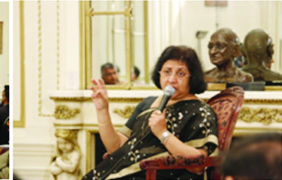 Mrs. Bhattacharya answering questions