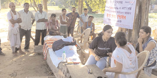 AmeriCares India's Dr. Swati Jha examines a flood survivor in Assam on August 4, 2016. | Photo Courtesy of AmeriCares India.