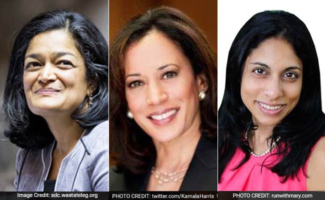 Pramila Jayapal, Kamala Harris, and Lathika Mary Thomas