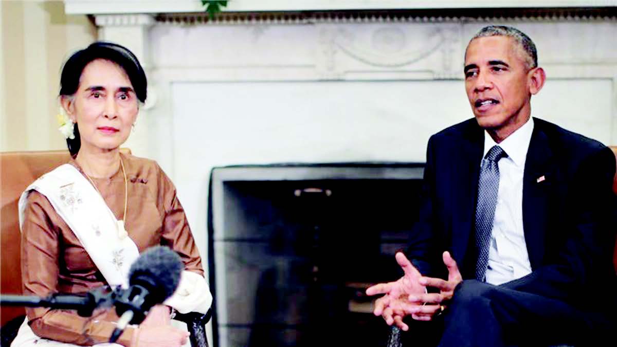 Myanmar's leader Aung San Suu Kyi with US President Obama in Washington (Photo courtesy White House)