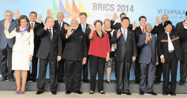 "The decision to invite BIMSTEC countries, in place of SAARC, to the summit is clearly a decision that relocates India's 'neighborhood first' policy to its east." Picture shows BRICS leaders at 2014 summit (File photo)