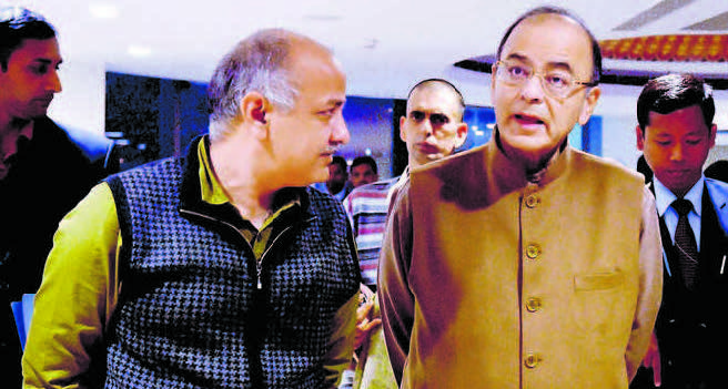TAXING TIMES AHEAD: Union Finance Minister, Arun Jaitley with Deputy Chief Minister Delhi, Manish Sisodia after the recent GST Council meeting in New Delhi.