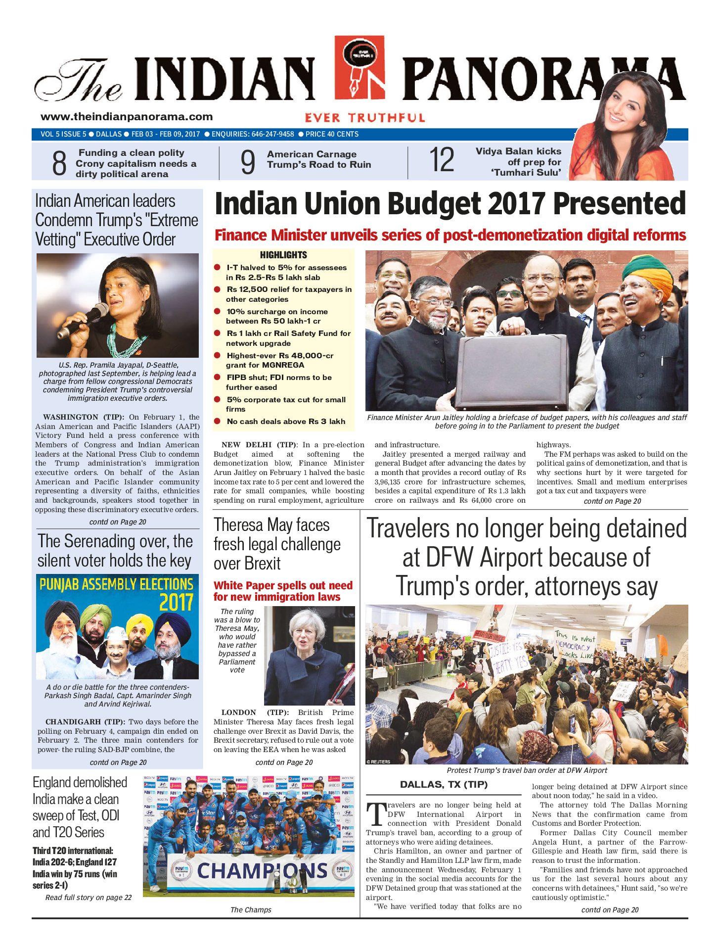 The Number 1 Indian-American Newspaper in New York & Dallas - VOLUME 5 ISSUE 5 | #Dallas | Feb 03 - Print Edition Replica