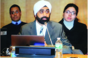 Dr Kanwarjit Singh Duggal speaking at the United Nations, March 10, 2017, on “Cultivating Inner Peace for Outer Peace”, as guest of United Nations SalusS Well-being Network