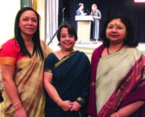 Air India Regional Manager, USA, Ms Vandana Sharma who was a guest at the event, is seen here with India's Consul General Riva Ganguly Das (Center) and Malini Shah who was honored