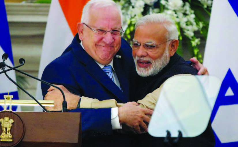 Israeli President Reuven Rivlin and India's Prime Minister Narendra Modi.