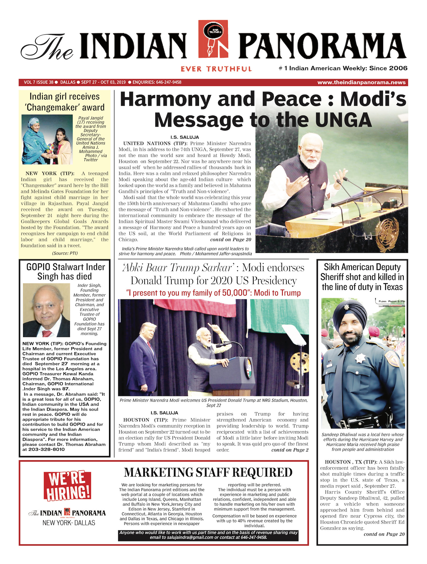 Harmony and Peace : Modi's Message to the UNGA