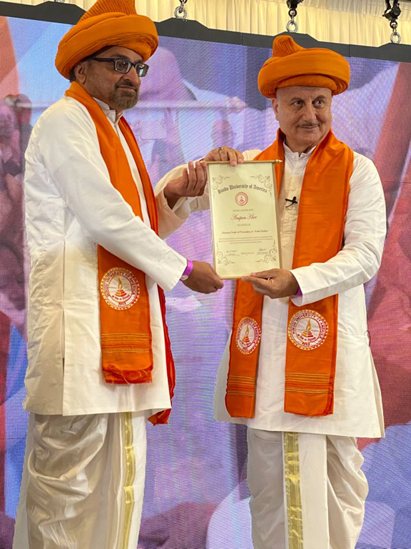 Hindu University of America awards Honorary Doctoral Degree to Padma Bhushan Anupam Kher