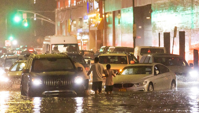 NYC Queens cars stuck in water