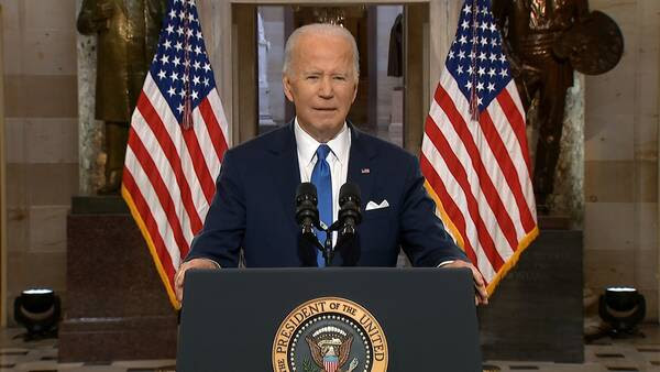 Biden speaking at the Capitol on 6th Jan