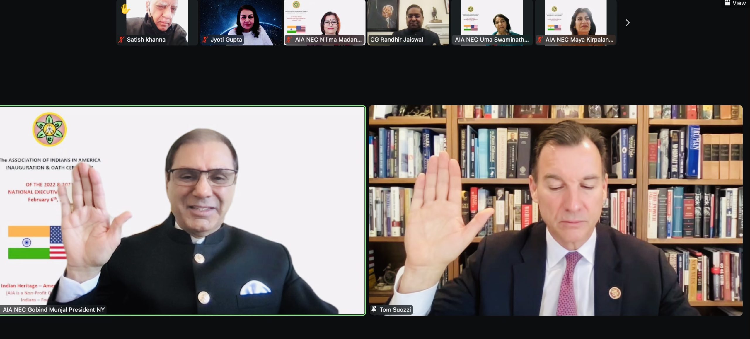 Veteran Community leader Gobind Munjal is inaugurated as President of The Association of Indians in America