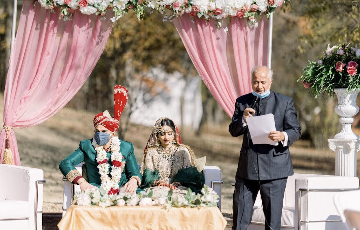 Dr. Mike Ghouse with families during an interfaith wedding celebration