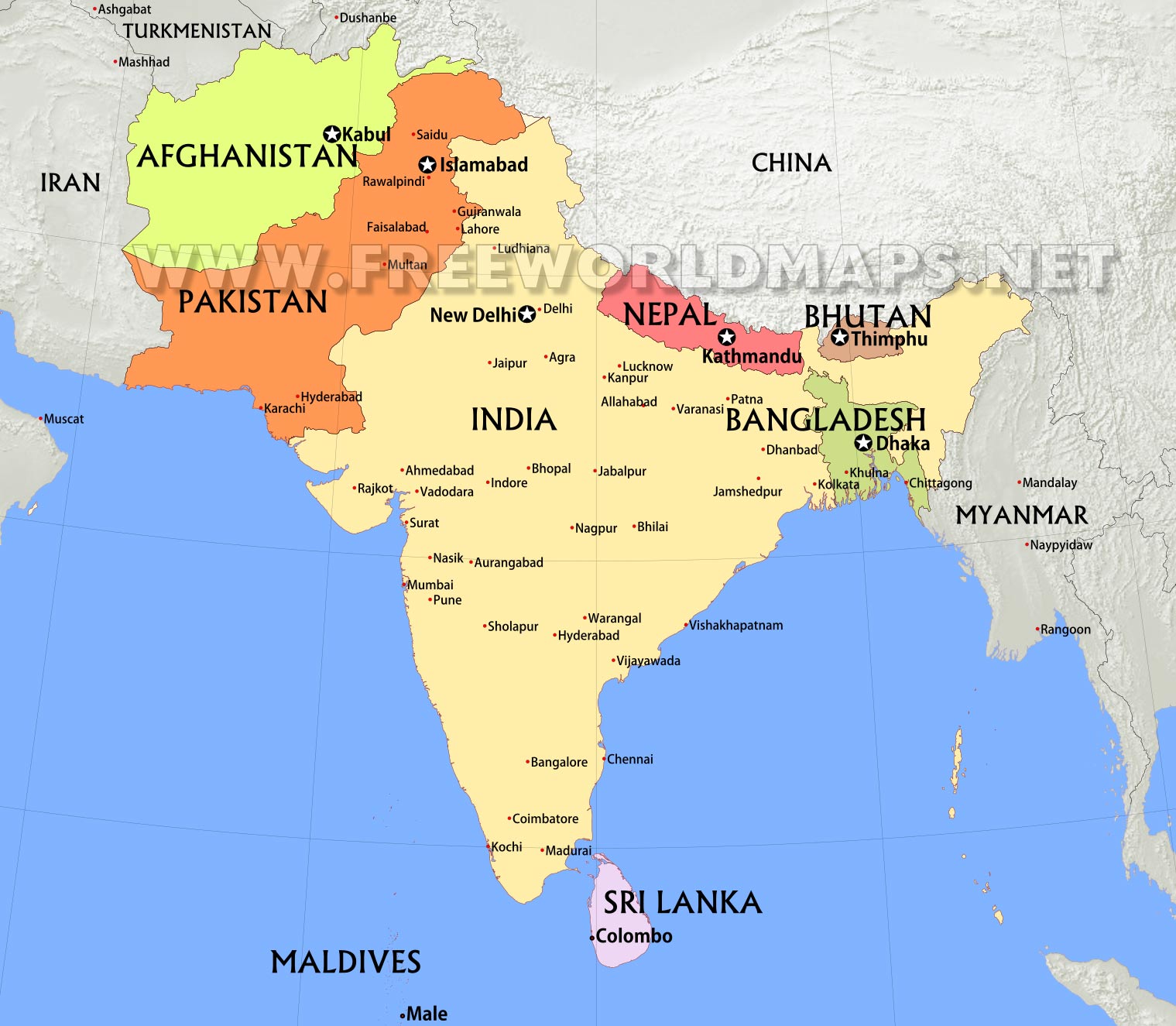 South Asia Political Map Countries 