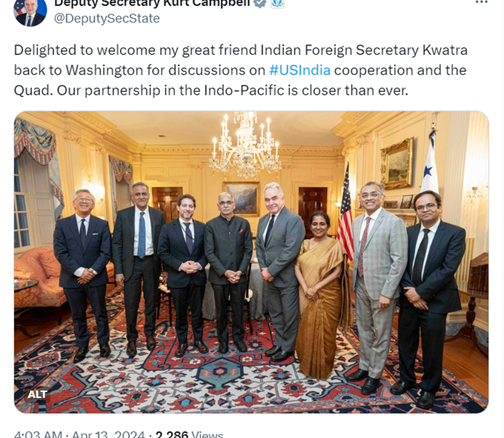 Foreign Secretary Kwatra with US officials in Washington, D.C. Photo : X (formerly Twitter)