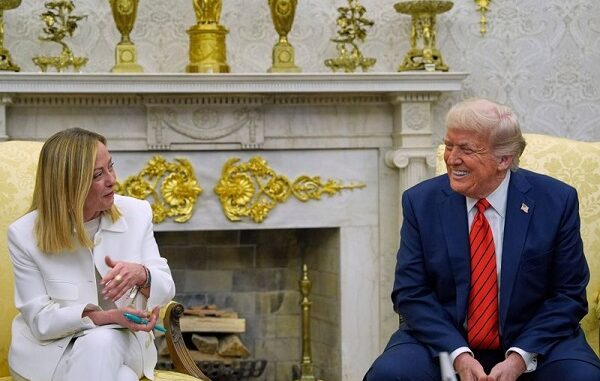 Trump says he's in 'no rush' to end tariffs as he holds talks with Italy's Meloni
