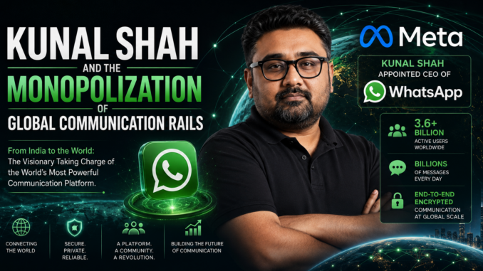 Kunal Shah is taking charge of WhatsApp